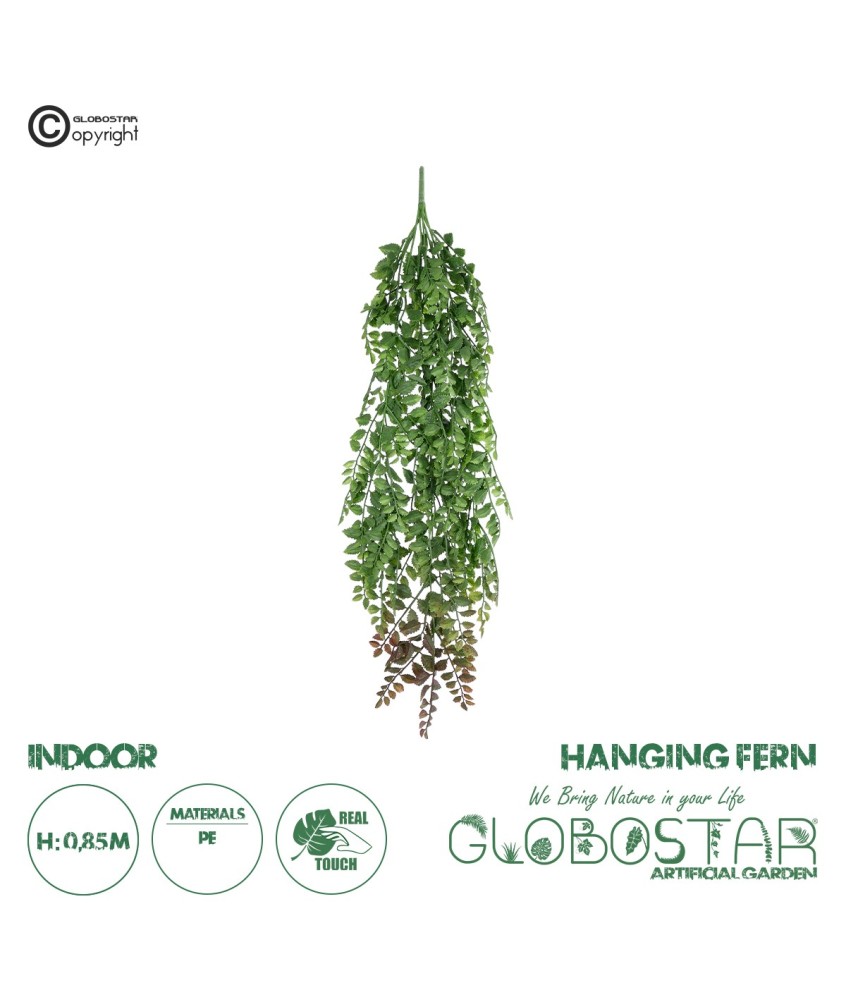 GloboStar® Artificial Garden HANGING FERN BRANCH  20830 Τεχνητό Διακοσμητικό Κρεμαστό κλαδί Φτέρης Μ30 x Π10 x Υ85cm